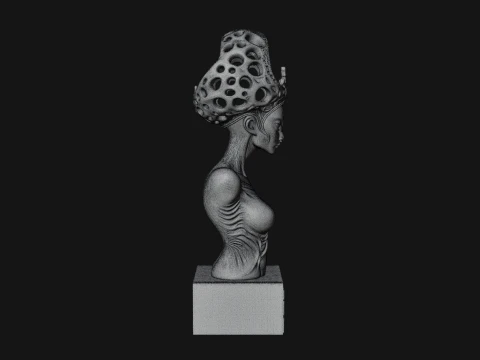 Alien Queen Bust Statue Design 1 - 3D Print Model 3D Print Model