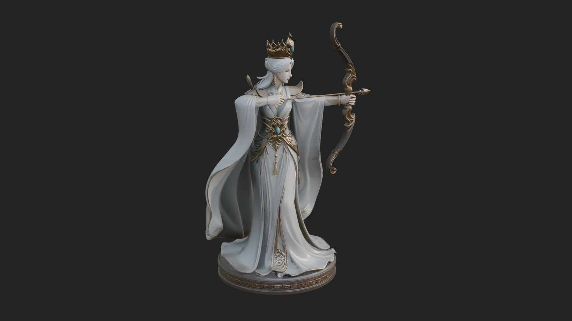 Elven Archer Queen Statue Design 1 - 3D Print Model 3D Print Model .c4d .max .obj .3ds .fbx .stl .blend 