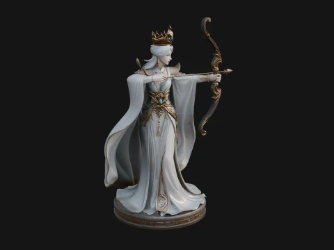 Elven Archer Queen Statue Design 1 - 3D Print Model 3D Print Model