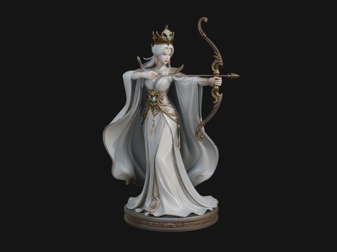 Elven Archer Queen Statue Design 1 - 3D Print Model 3D Print Model