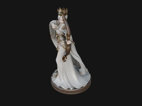 Elven Archer Queen Statue Design 1 - 3D Print Model 3D Print Model