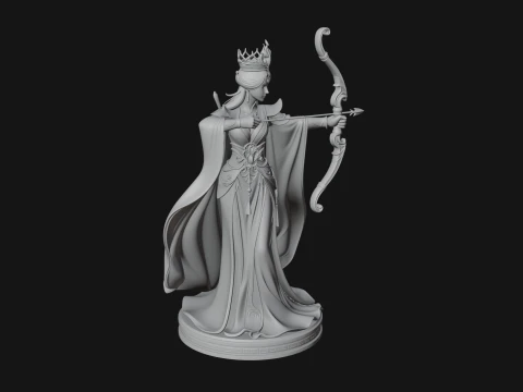 Elven Archer Queen Statue Design 1 - 3D Print Model 3D Print Model