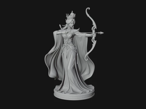 Elven Archer Queen Statue Design 1 - 3D Print Model 3D Print Model