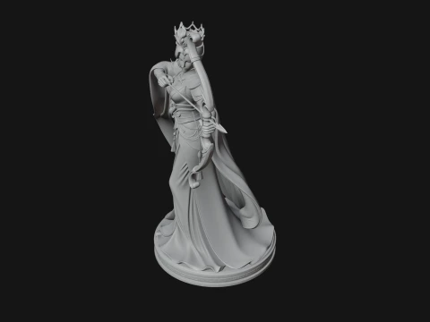 Elven Archer Queen Statue Design 1 - 3D Print Model 3D Print Model