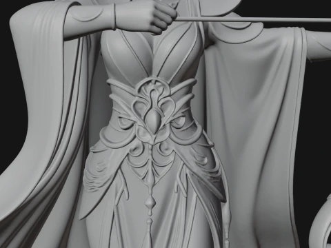 Elven Archer Queen Statue Design 1 - 3D Print Model 3D Print Model