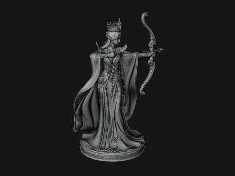 Elven Archer Queen Statue Design 1 - 3D Print Model 3D Print Model