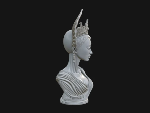 Shell Crown Woman Bust Statue Design 1 - 3D Print Model 3D Print Model