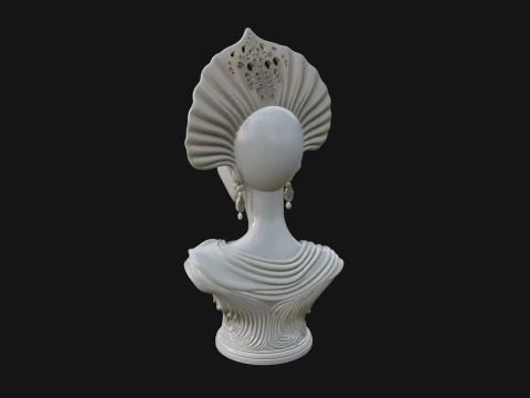 Shell Crown Woman Bust Statue Design 1 - 3D Print Model 3D Print Model