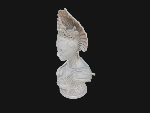 Shell Crown Woman Bust Statue Design 1 - 3D Print Model 3D Print Model