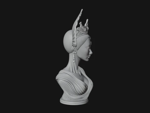Shell Crown Woman Bust Statue Design 1 - 3D Print Model 3D Print Model