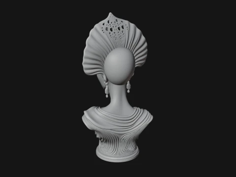 Shell Crown Woman Bust Statue Design 1 - 3D Print Model 3D Print Model