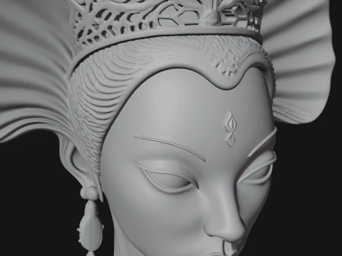 Shell Crown Woman Bust Statue Design 1 - 3D Print Model 3D Print Model