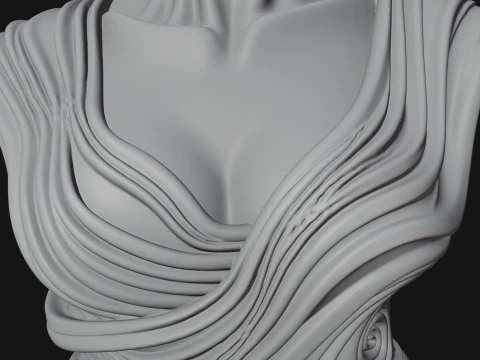 Shell Crown Woman Bust Statue Design 1 - 3D Print Model 3D Print Model
