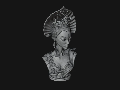 Shell Crown Woman Bust Statue Design 1 - 3D Print Model 3D Print Model