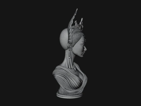 Shell Crown Woman Bust Statue Design 1 - 3D Print Model 3D Print Model