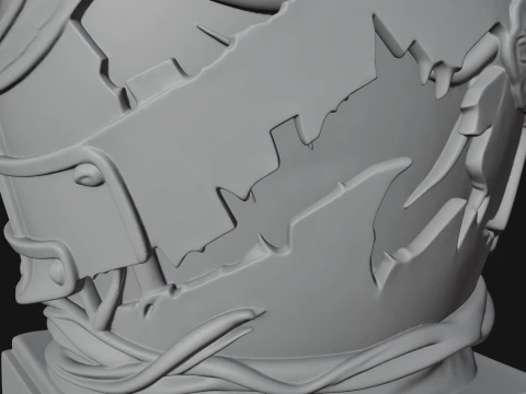 Skull Samurai Bust Statue Design 1 - 3D Print Model 3D Print Model