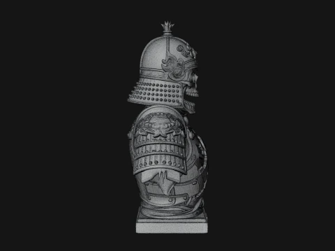 Skull Samurai Bust Statue Design 1 - 3D Print Model 3D Print Model
