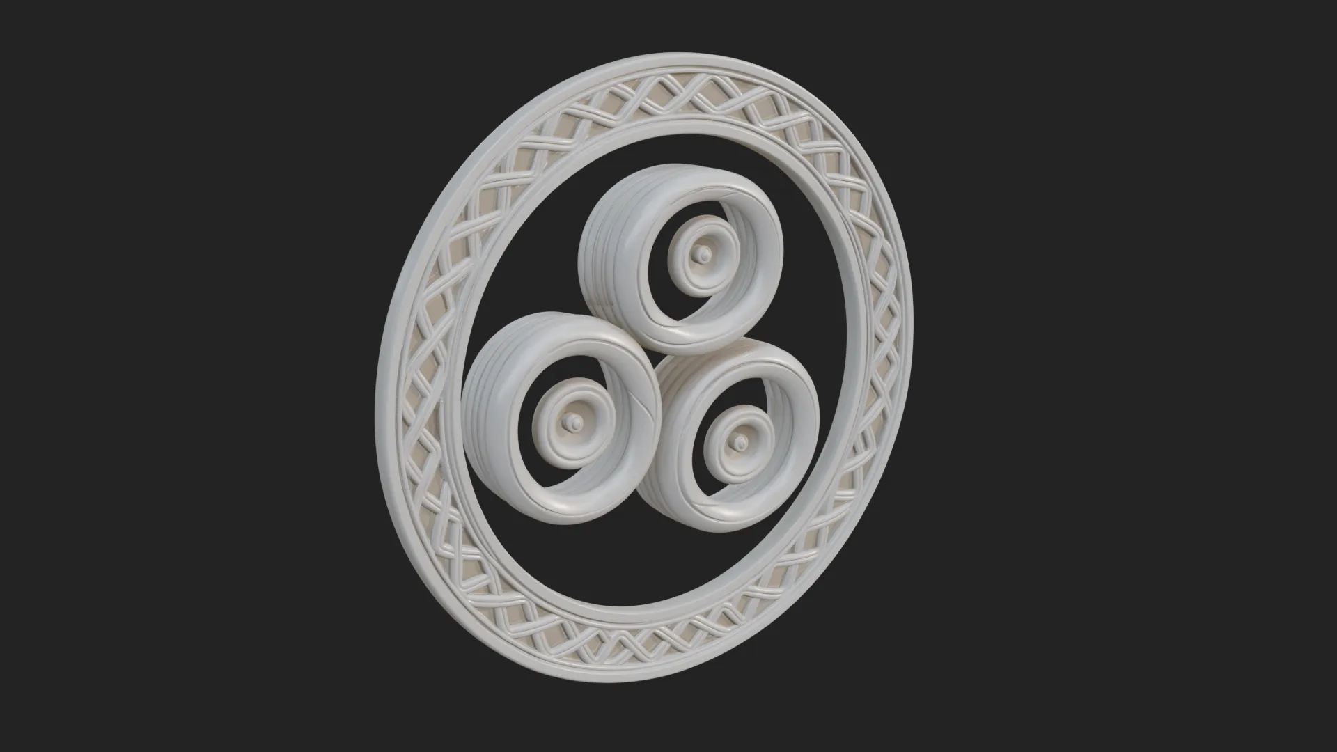 Celtic Triskelion Disc Plaque Design 1 - 3D Print Model 3D Print Model .c4d .max .obj .3ds .fbx .stl .blend