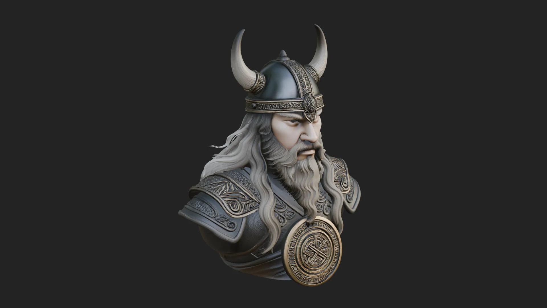 Viking Warrior Bust Statue Design 5 - 3D Print Model 3D Print Model .c4d .max .obj .3ds .fbx .stl .blend
