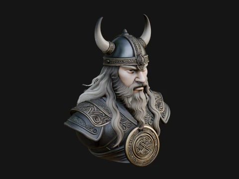 Viking Warrior Bust Statue Design 5 - 3D Print Model 3Dプリントモデル