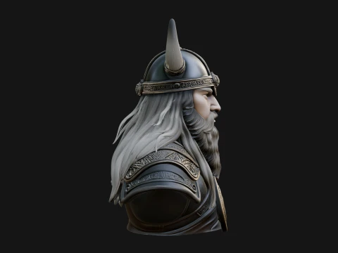 Viking Warrior Bust Statue Design 5 - 3D Print Model 3D Print Model