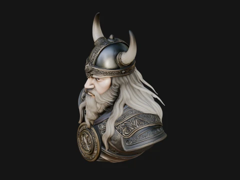 Viking Warrior Bust Statue Design 5 - 3D Print Model 3D Print Model