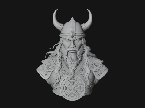 Viking Warrior Bust Statue Design 5 - 3D Print Model 3D Print Model