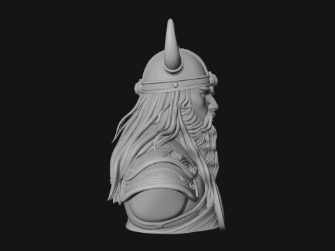 Viking Warrior Bust Statue Design 5 - 3D Print Model 3D Print Model