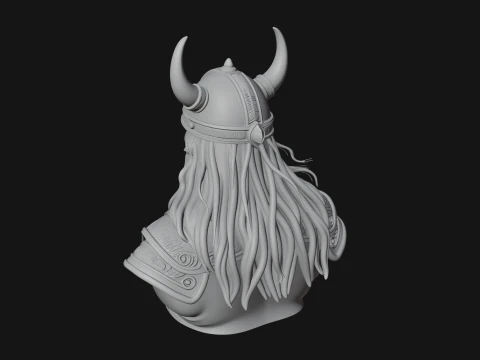 Viking Warrior Bust Statue Design 5 - 3D Print Model 3D Print Model