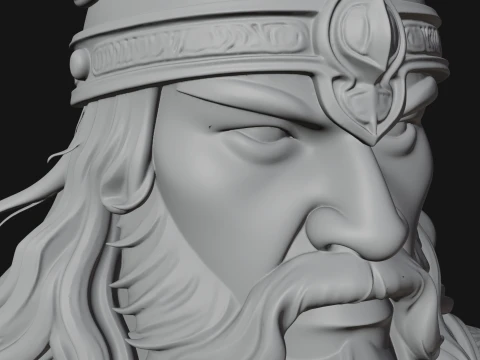 Viking Warrior Bust Statue Design 5 - 3D Print Model 3D Print Model