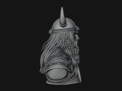 Viking Warrior Bust Statue Design 5 - 3D Print Model 3D Print Model