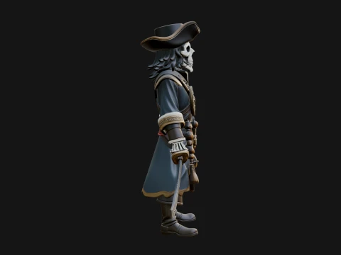 Skeleton Pirate Captain Statue Design 2 - 3D Print Model 3D Print Model