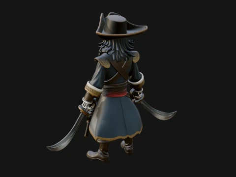 Skeleton Pirate Captain Statue Design 2 - 3D Print Model 3D Print Model