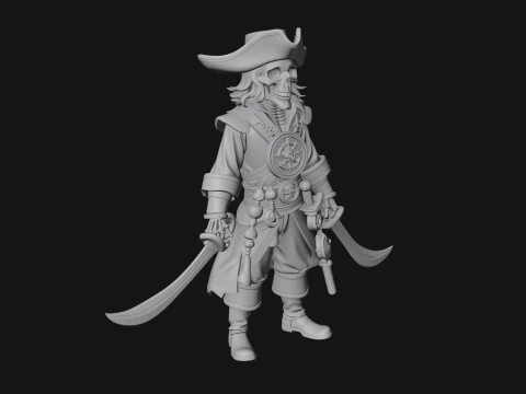 Skeleton Pirate Captain Statue Design 2 - 3D Print Model 3D Print Model