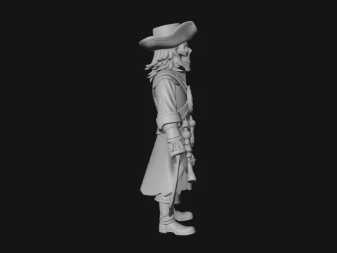 Skeleton Pirate Captain Statue Design 2 - 3D Print Model 3D Print Model