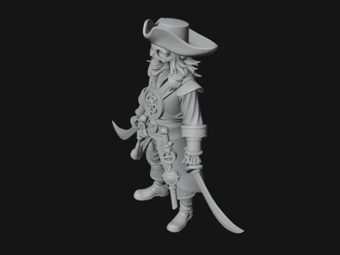 Skeleton Pirate Captain Statue Design 2 - 3D Print Model 3D Print Model