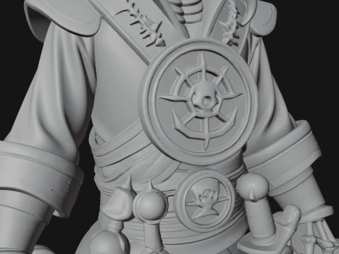 Skeleton Pirate Captain Statue Design 2 - 3D Print Model 3D Print Model