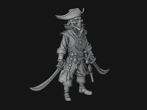 Skeleton Pirate Captain Statue Design 2 - 3D Print Model 3D Print Model