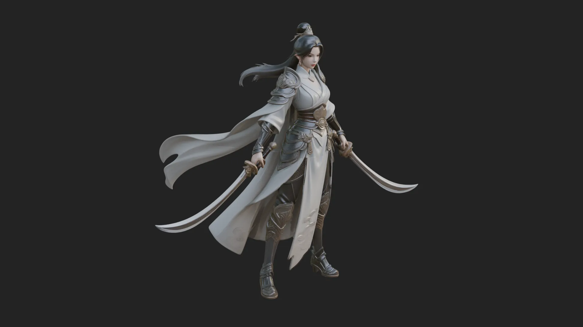 Chinese Swordswoman Statue Design 1 - 3D Print Model 3D Print Model .c4d .max .obj .3ds .fbx .stl .blend 
