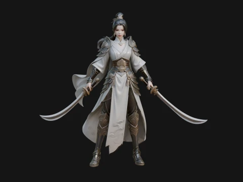 Chinese Swordswoman Statue Design 1 - 3D Print Model 3D Print Model