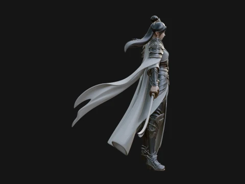 Chinese Swordswoman Statue Design 1 - 3D Print Model 3D Print Model