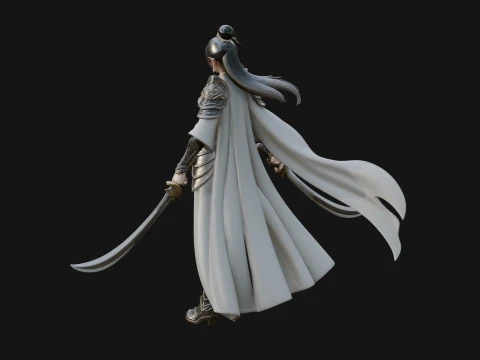 Chinese Swordswoman Statue Design 1 - 3D Print Model 3D Print Model