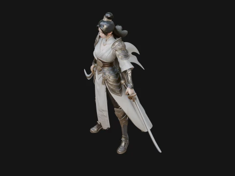 Chinese Swordswoman Statue Design 1 - 3D Print Model 3D Print Model