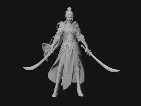 Chinese Swordswoman Statue Design 1 - 3D Print Model 3D Print Model