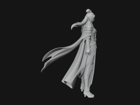 Chinese Swordswoman Statue Design 1 - 3D Print Model 3D Print Model