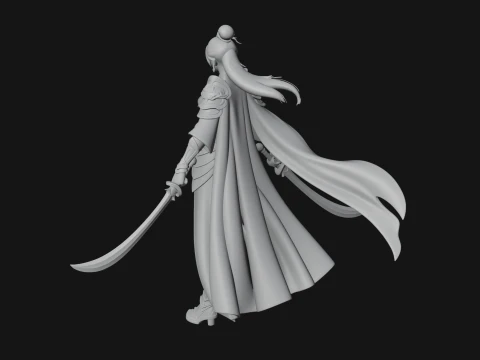 Chinese Swordswoman Statue Design 1 - 3D Print Model 3D Print Model