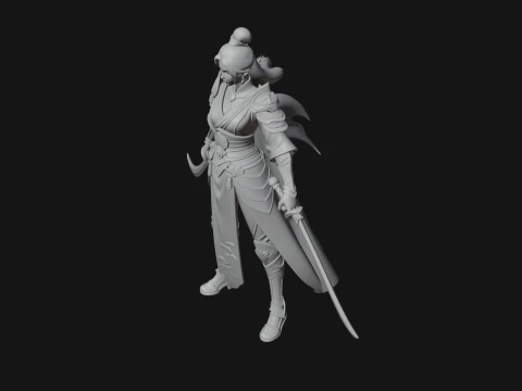 Chinese Swordswoman Statue Design 1 - 3D Print Model 3D Print Model