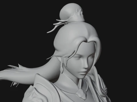 Chinese Swordswoman Statue Design 1 - 3D Print Model 3D Print Model