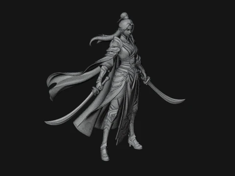 Chinese Swordswoman Statue Design 1 - 3D Print Model 3D Print Model