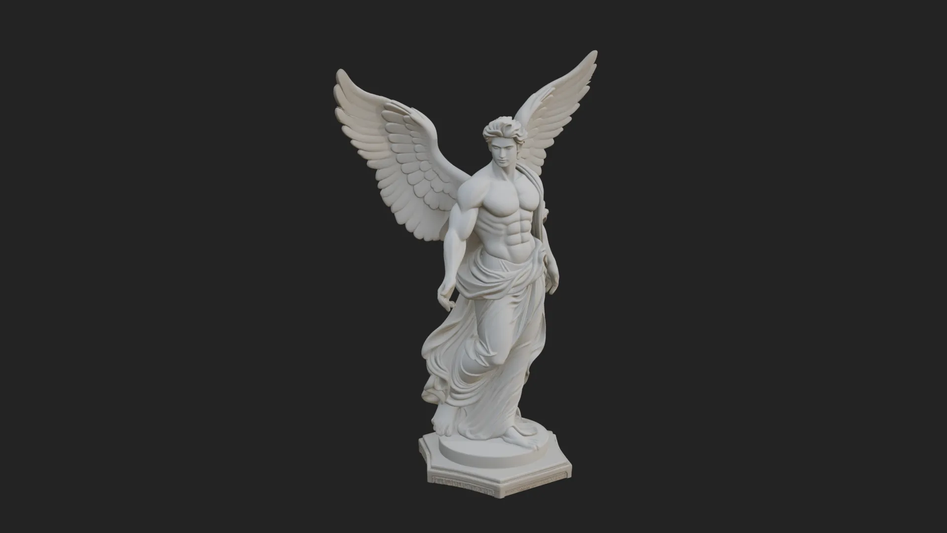 Winged Guardian Angel Statue Design 2 - 3D Print Model 3D Print Model .c4d .max .obj .3ds .fbx .stl .blend 